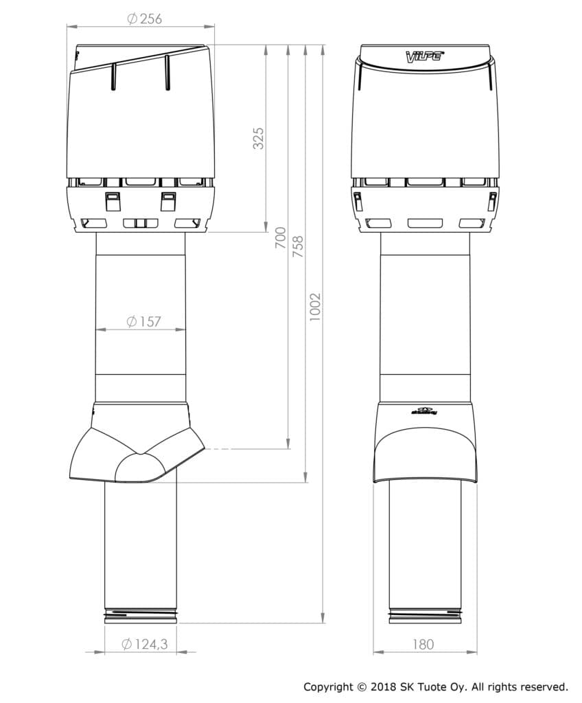 Выход вентиляционный изолированный с колпаком Vilpe FLOW 125P/IS/700, зеленый - Image 2