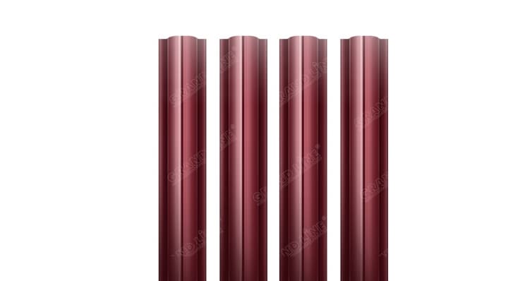 Штакетник Круглый с прямым резом 0,5 Satin RAL 3005 красное вино - Image 11