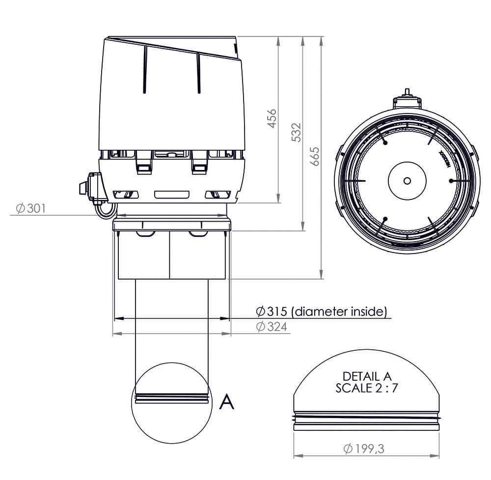 Вентилятор крышный Vilpe FLOW XL ECo200C/450, серый - Image 2