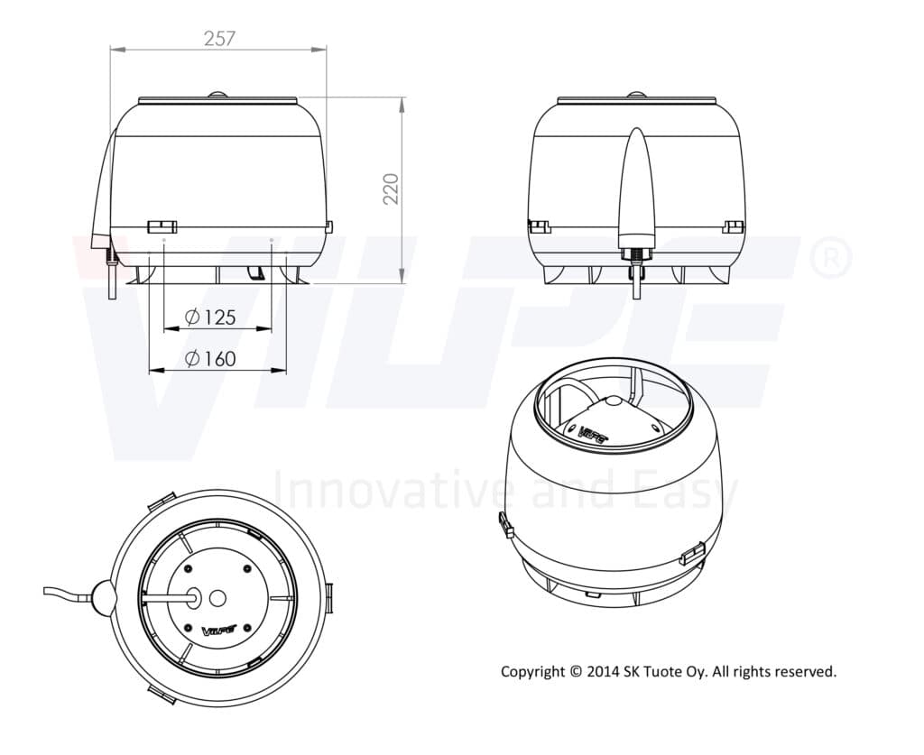 Вентилятор Vilpe E120S + основание 250*250, черный - Image 2