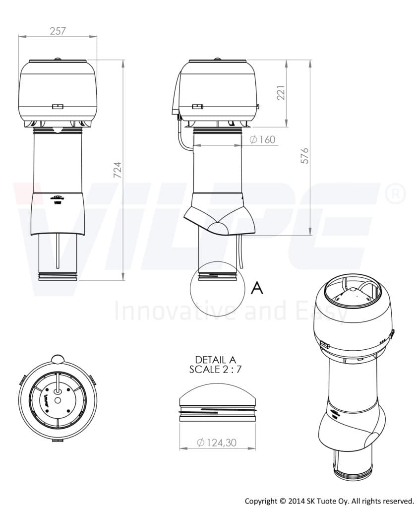 Вентилятор Vilpe E120P/Ø125/500, коричневый - Image 3
