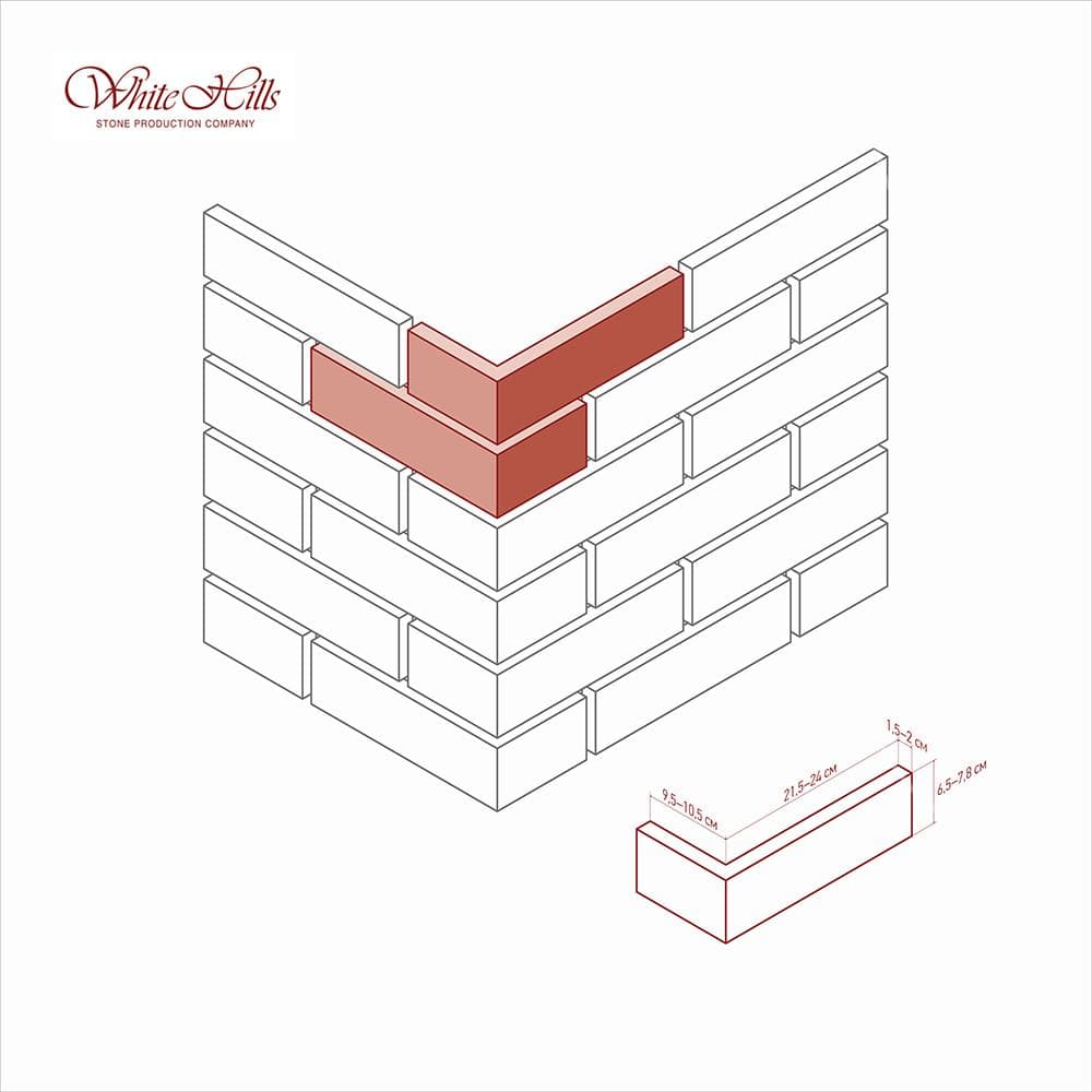 Камень искусственный White Hills Рейн Брик Design 347-95 угловой элемент - Image 2