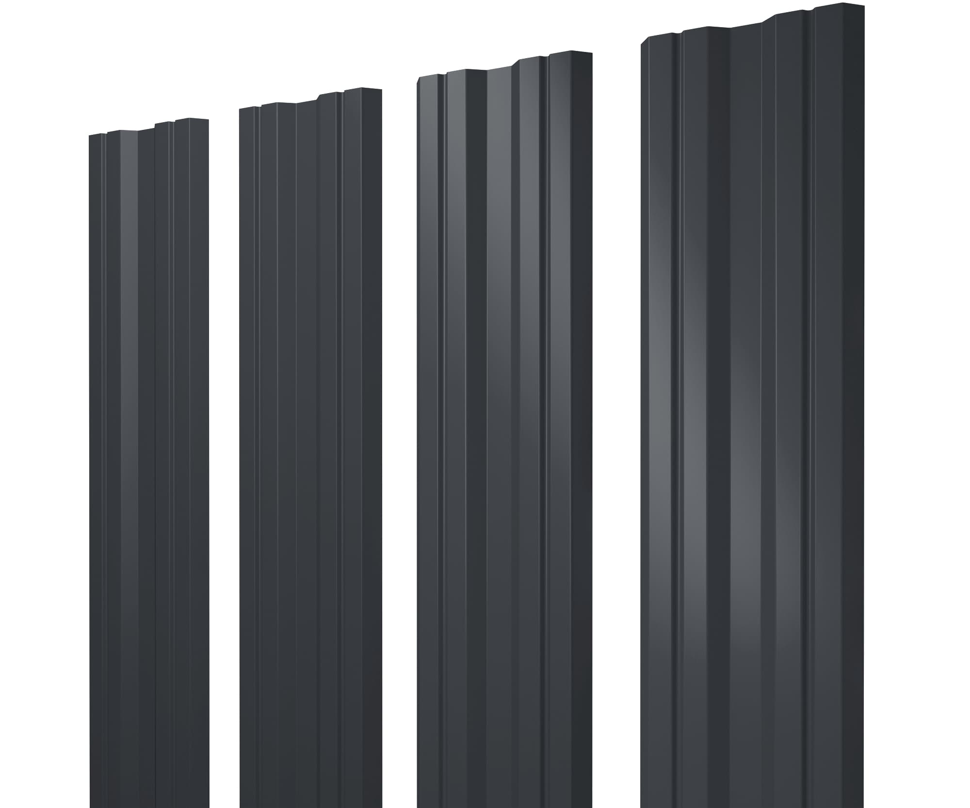 Штакетник Twin с прямым резом 0,45 PE-Double RAL 7024 мокрый асфальт - Image 1