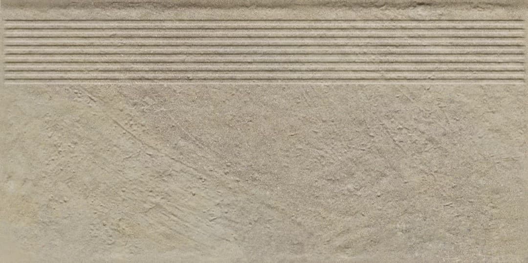 Ступень клинкерная с насечками структурная Paradyz Eremite Crema, 600*300*8,5 мм - View 1