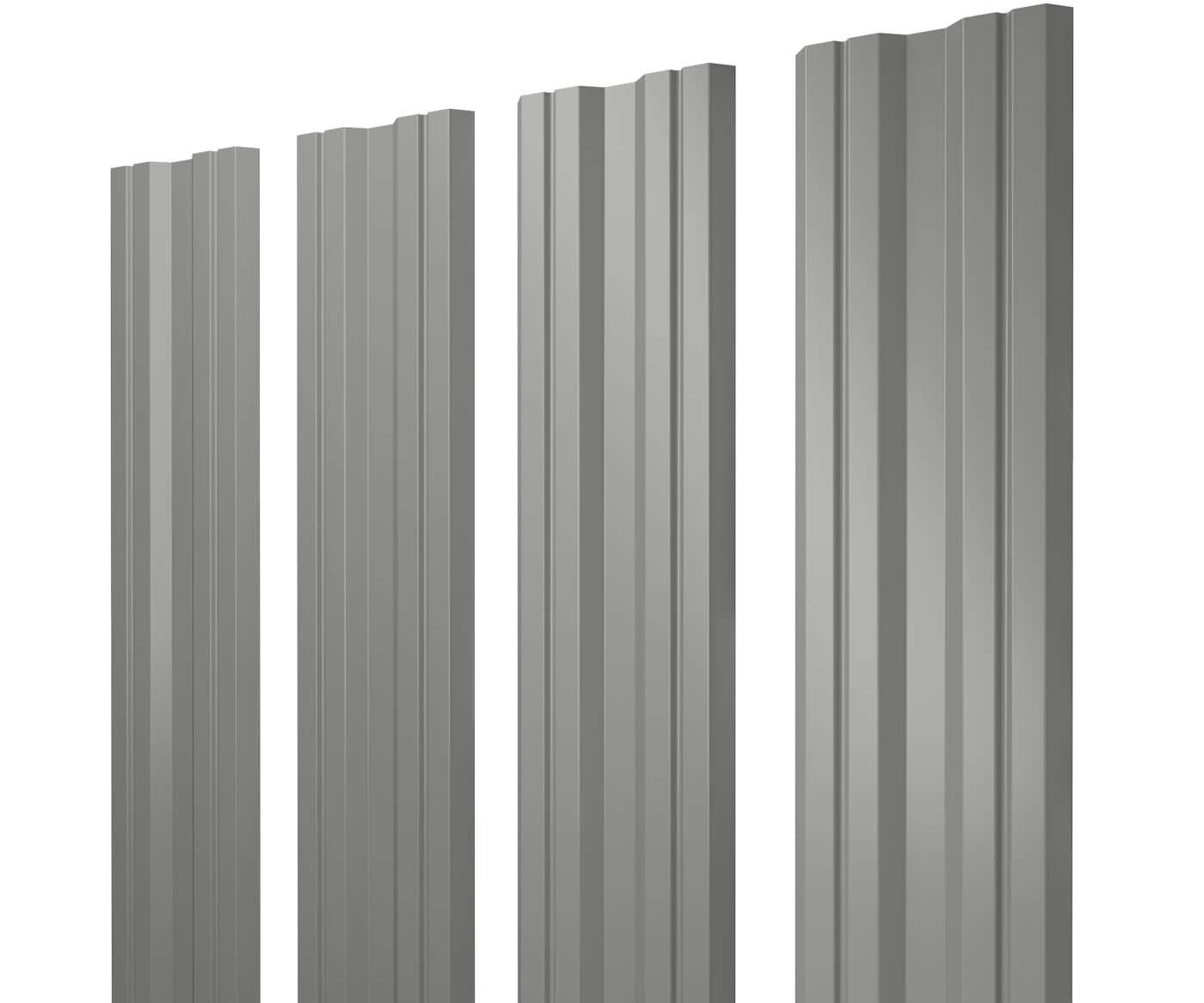 Штакетник Twin с прямым резом 0,5 Satin RAL 9006 бело-алюминиевый - Image 1