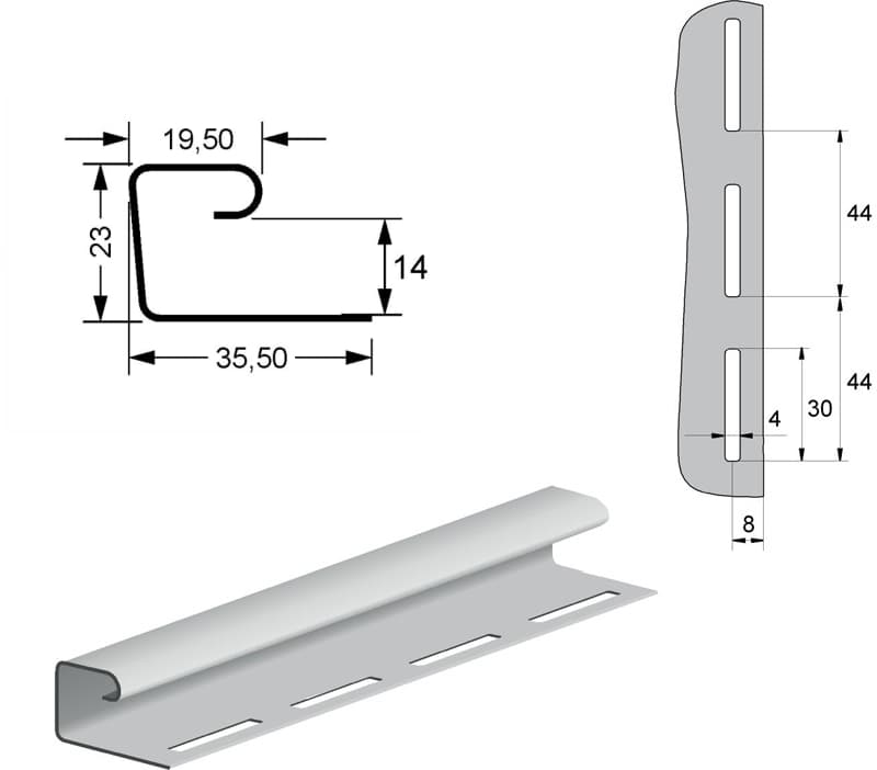 Профиль J Grand Line Standart серый (3,0м) - Image 2