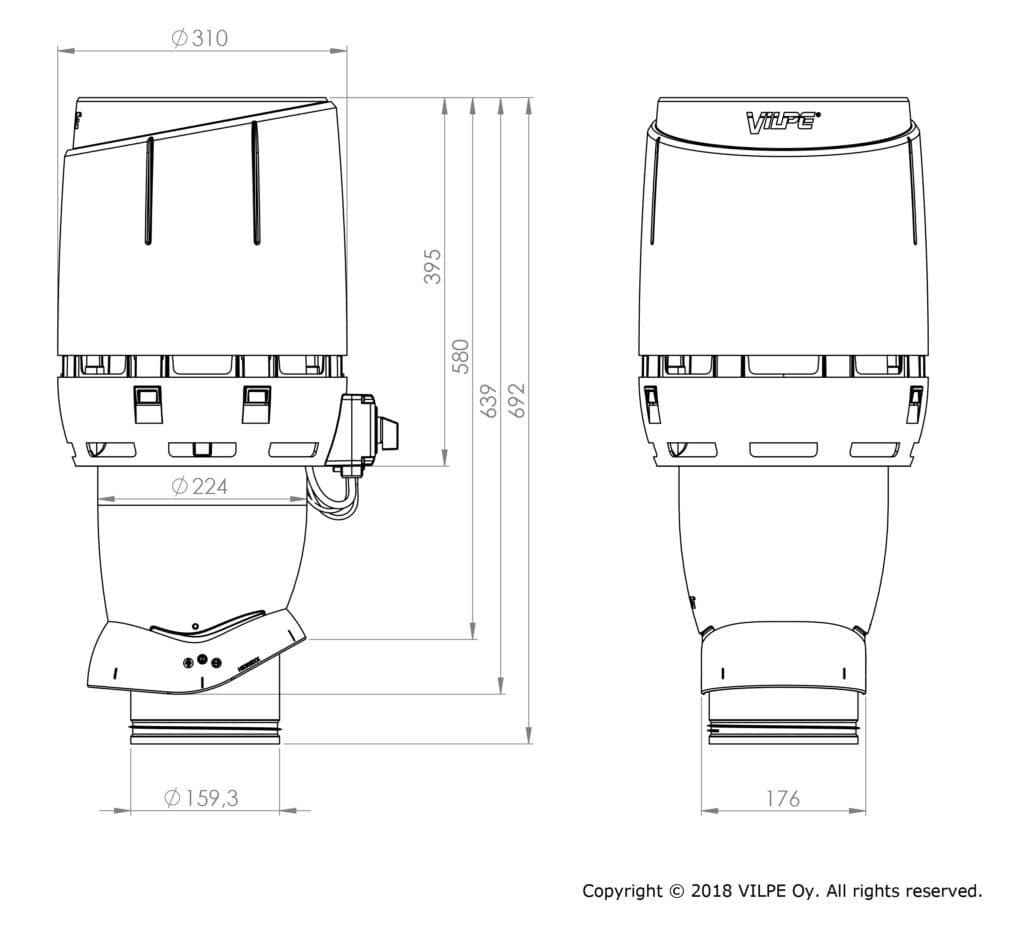Вентилятор с колпаком Vilpe FLOW ECo160Р/500, кирпичный - Image 2