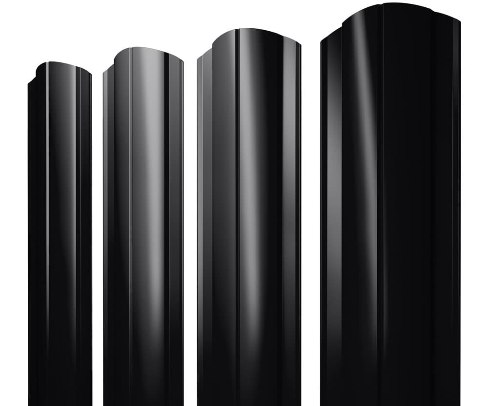 Штакетник Круглый фигурный 0,45 PE-Double RAL 9005 черный - Image 1