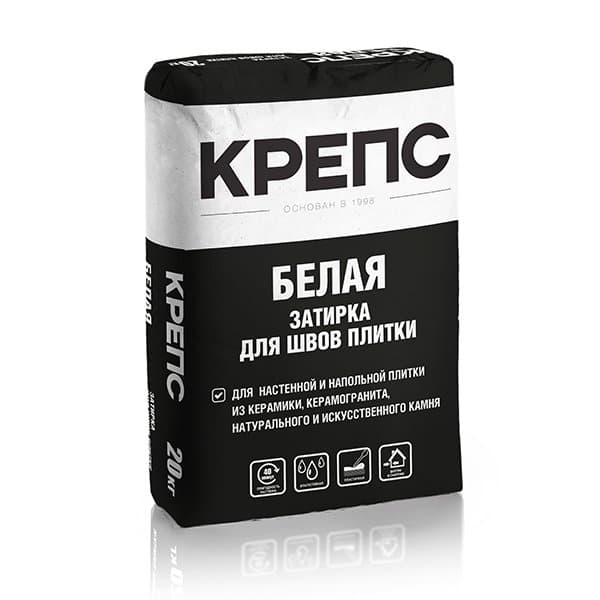 Смесь для затирки швов КРЕПС Затирка белая, 20 кг - Image 1