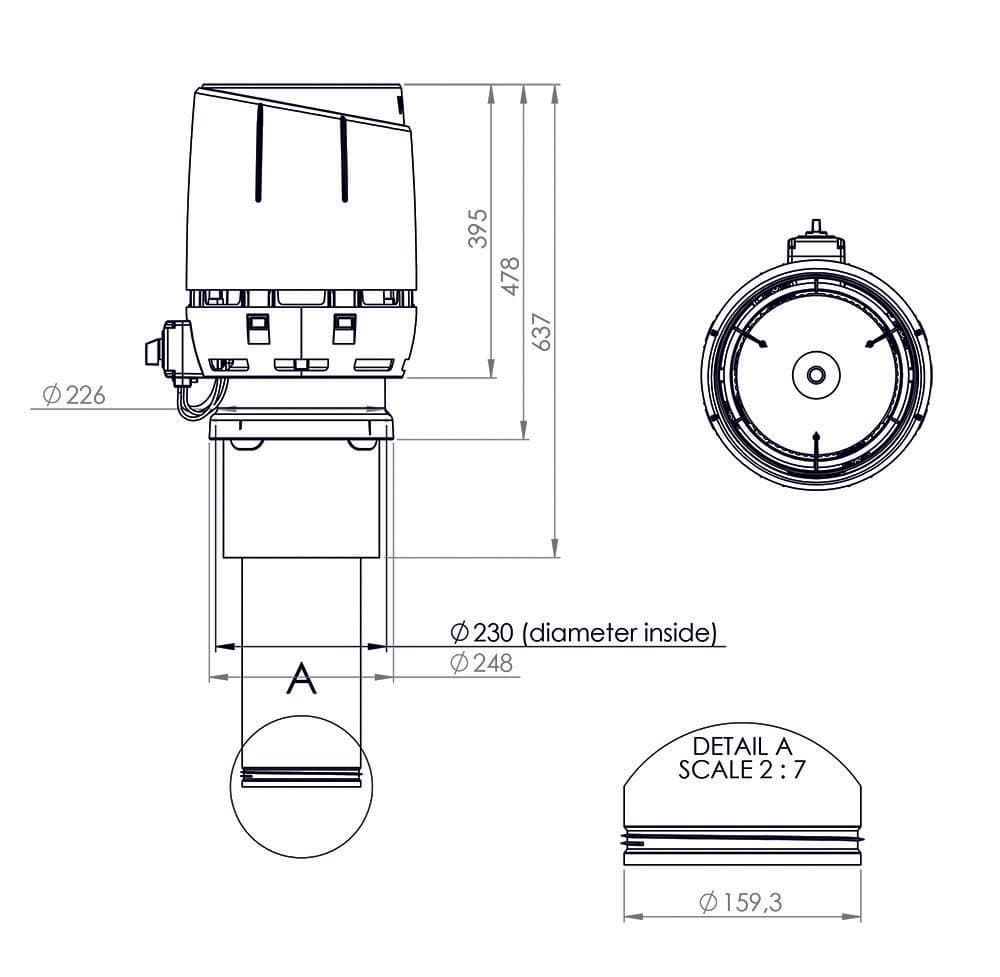 Вентилятор крышный Vilpe FLOW ECo160C/400, черный - Image 2