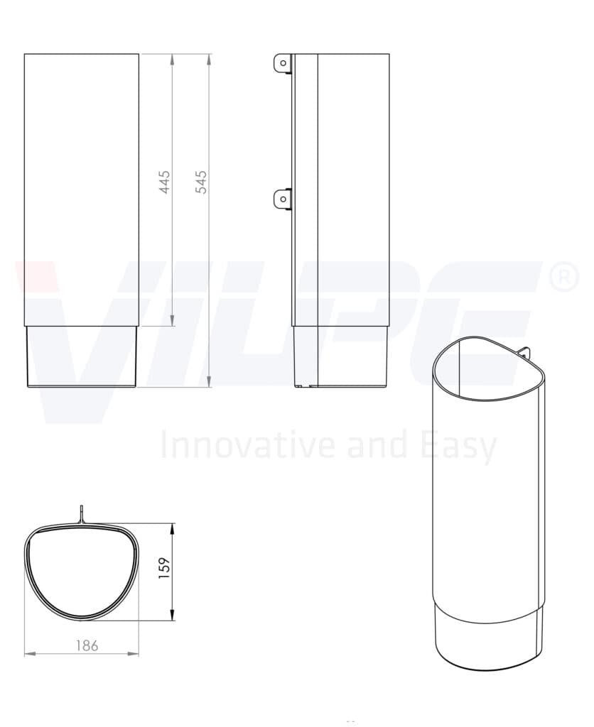 Удлинитель для дефлектора 160/170 Vilpe ROSS 160, малярный белый - Image 2