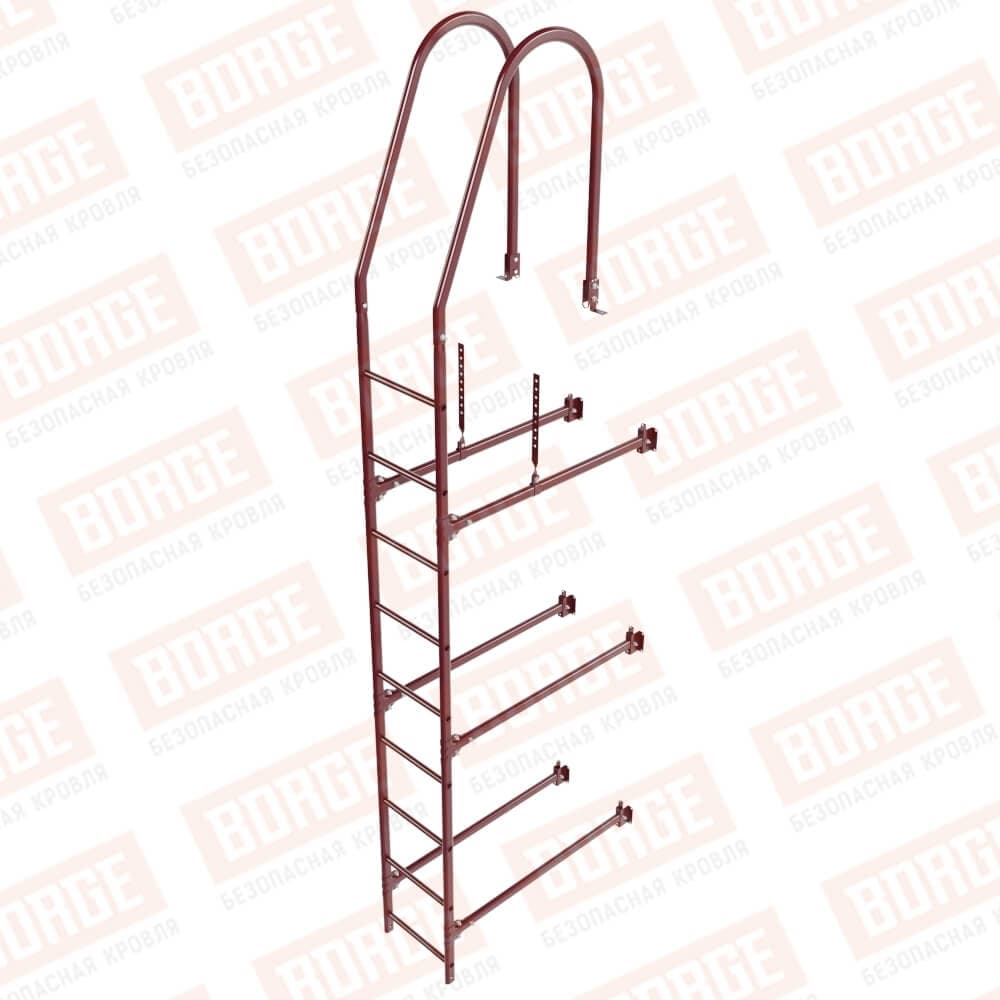 Лестница фасадная (комплект) верхняя секция L=2,7 м Borge красное вино RAL 3005 - Image 1