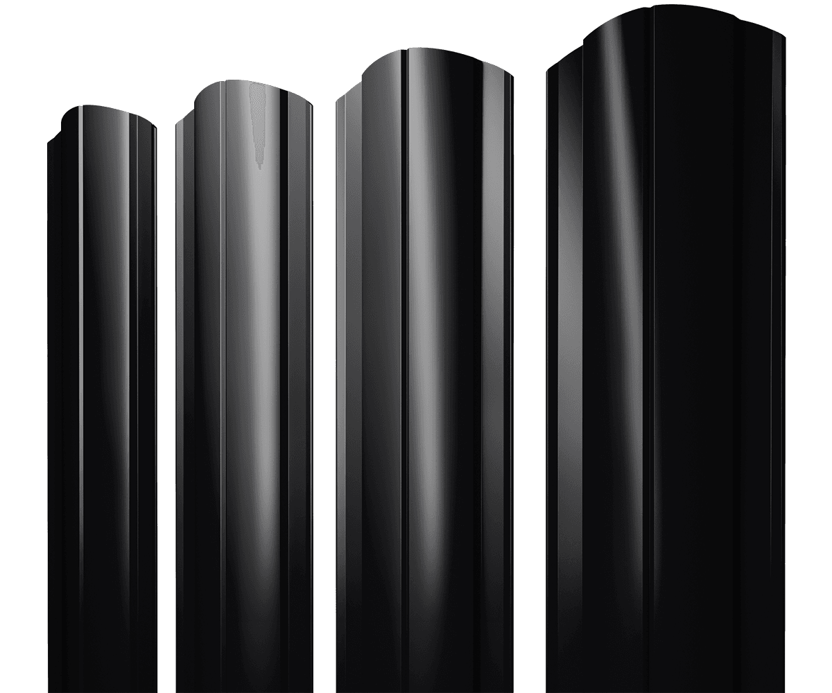 Штакетник Круглый фигурный 0,45 PE-Double RAL 9005 черный - Image 17