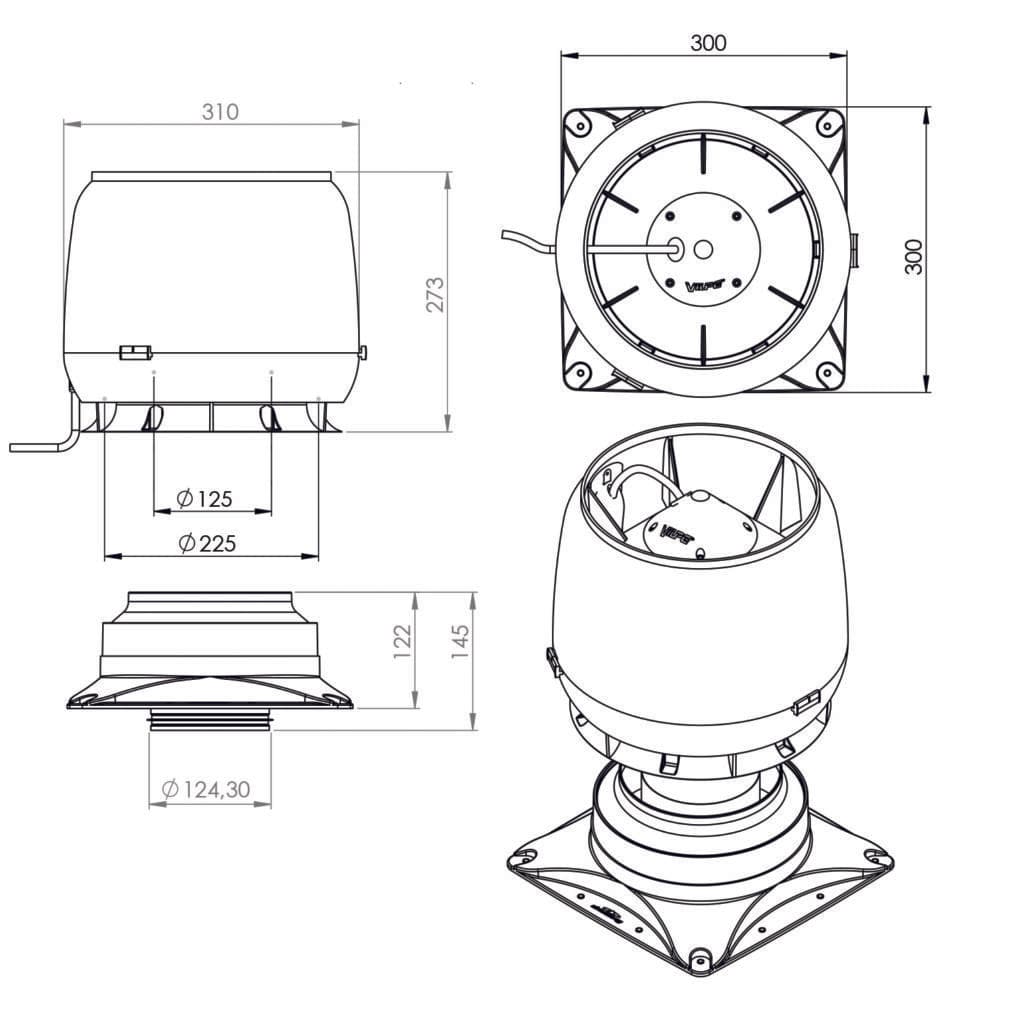 Вентилятор Vilpe E190S + основание 300*300, коричневый - Image 2