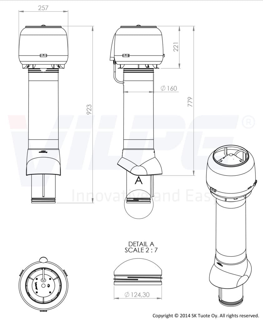 Вентилятор Vilpe E120P/Ø125/700, коричневый - Image 3