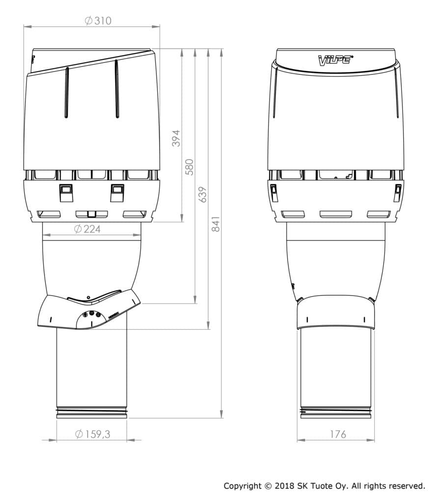 Выход вентиляционный изолированный с колпаком Vilpe FLOW 160P/IS/500, коричневый - Image 2