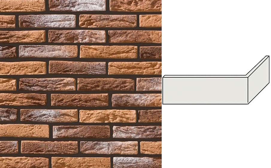 Камень искусственный декоративный под кирпич Leonardo Stone Иль-де-франс 485 угловой элемент - View 1
