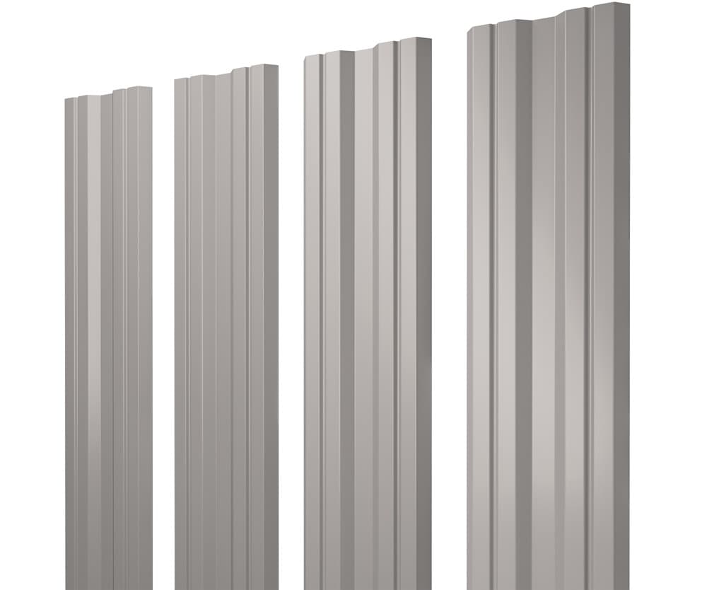 Штакетник Twin с прямым резом 0,5 GreenCoat Pural BT, matt RR 21 светло-серый (RAL 7040 серое окно) - Image 1