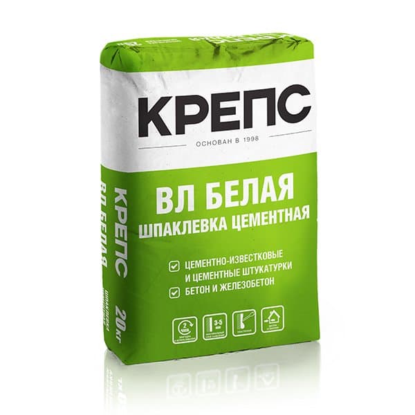 Шпаклевка финишная цементная КРЕПС ВЛ белая, 20 кг - Image 1