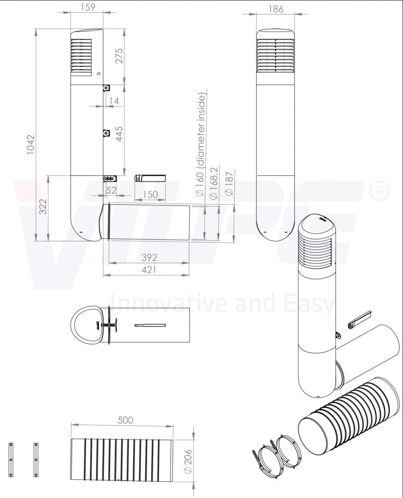 Дефлектор цокольный Vilpe ROSS 160/170, красный - Image 2