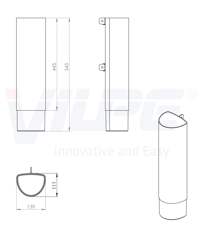 Удлинитель для дефлектора 125/135 Vilpe ROSS 125, светло-серый - Image 2