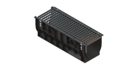 Лоток водоотводный пластиковый Standartpark PolyMax Basic с решеткой ячеистой стальной DN300 h354 кл. А15, 087001 фото