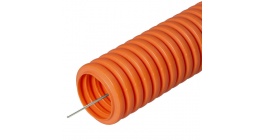 Труба гофрированная ПНД легкая безгалогенная (HF) оранжевая с/з д32 (25м) фото